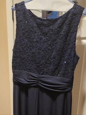 Navy Lace & Sequin Evening Dress